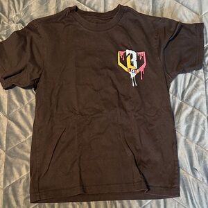 Kids Black Tee with Drip Graphic